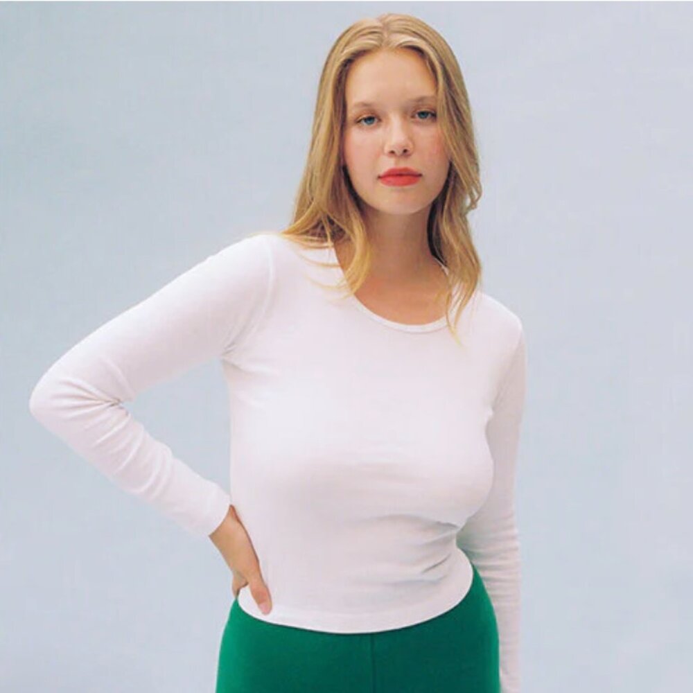 Long Sleeve Bellevue Tee - White Size Small